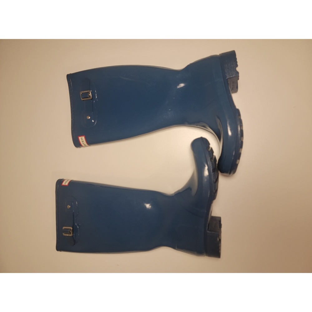 Hunter Original Tall Gloss Rain Boots Ocean Blue Waterproof Rubber Wellington